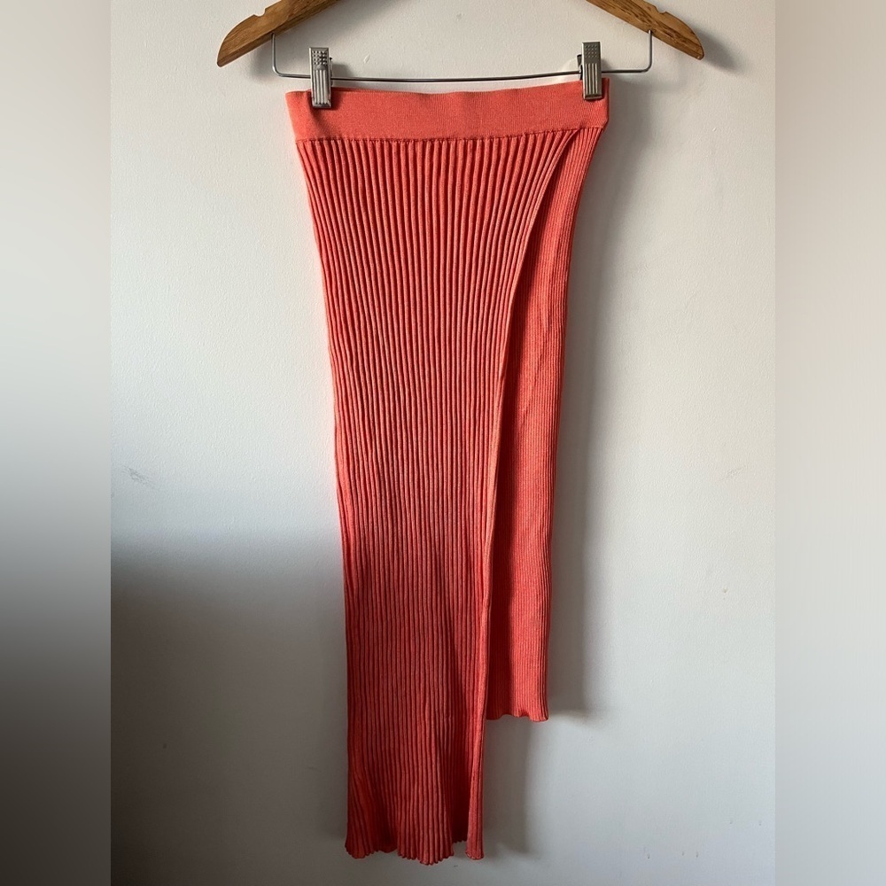 Ronny KOBO Coral Ribbed Asymmetrical Skirt